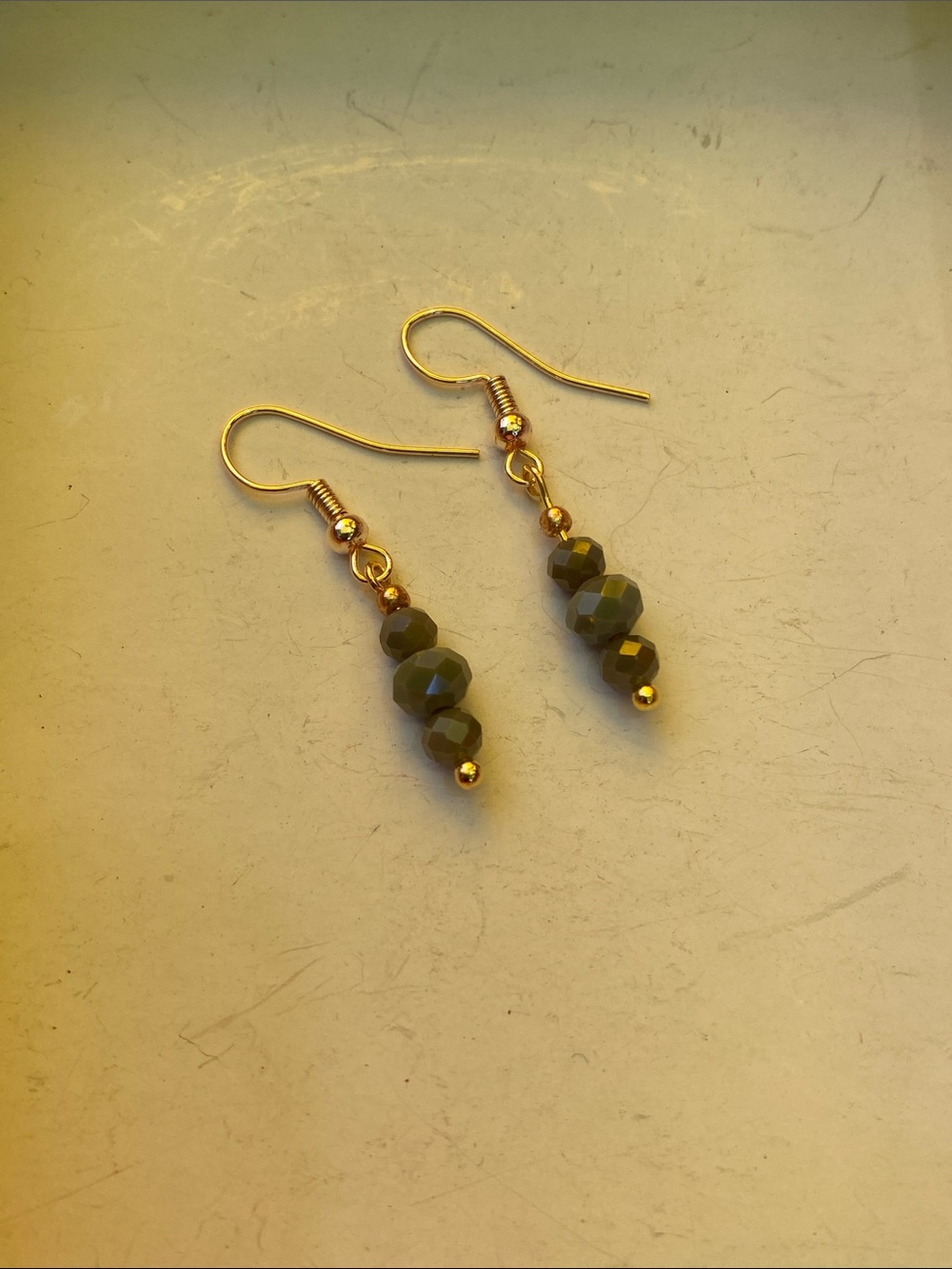 Good Vibes Only Gold-Tone Grey Bead Drop Earrings - Women Jewelry